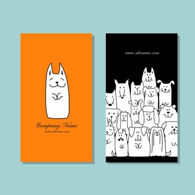 Kartvizit tasarım, komik köpek aile