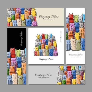 Kartvizit tasarım, komik kediler aile