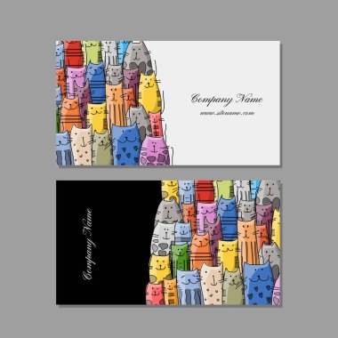 Kartvizit tasarım, komik kediler aile