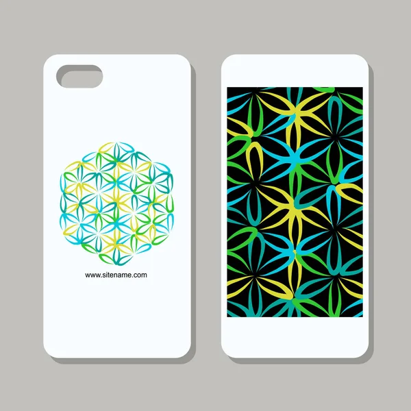 Mobile phone design, flower of life — Stock Vector