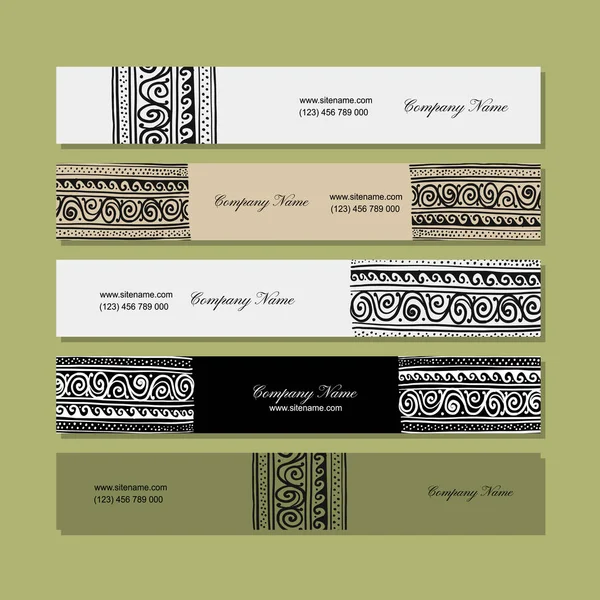 Banners design, ornamento artesanal étnico — Vetor de Stock