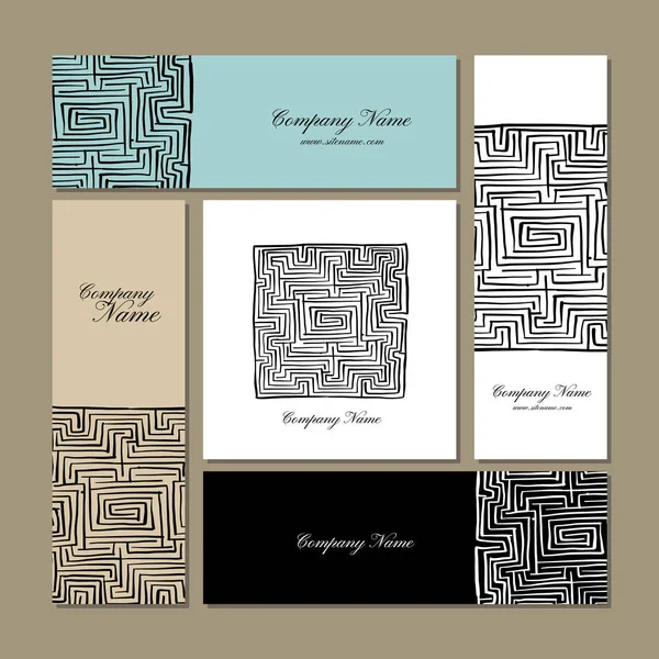 Design de cartões de visita, quadrado do labirinto —  Vetores de Stock