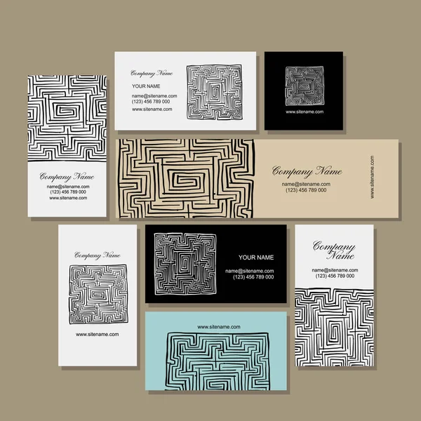 Visitenkartendesign, Labyrinthquadrat — Stockvektor