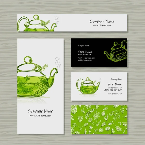 Kartvizit tasarım, bitkisel çay — Stok Vektör