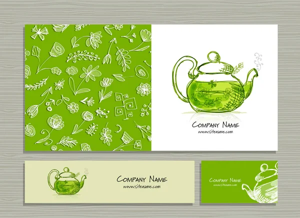 Diseño de tarjetas de felicitación, té de hierbas — Vector de stock