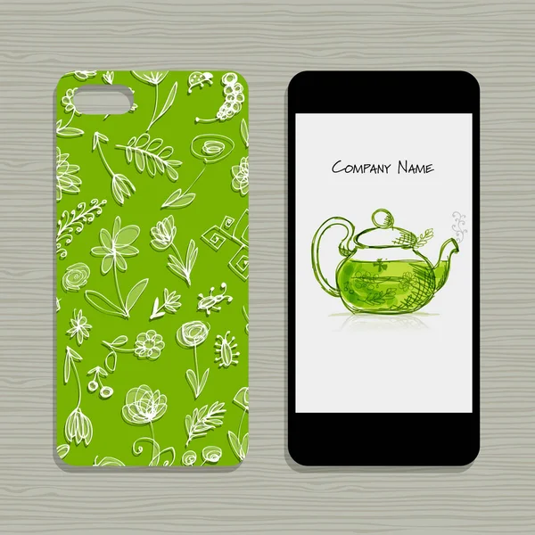 Design de telefone móvel, fundo floral — Vetor de Stock