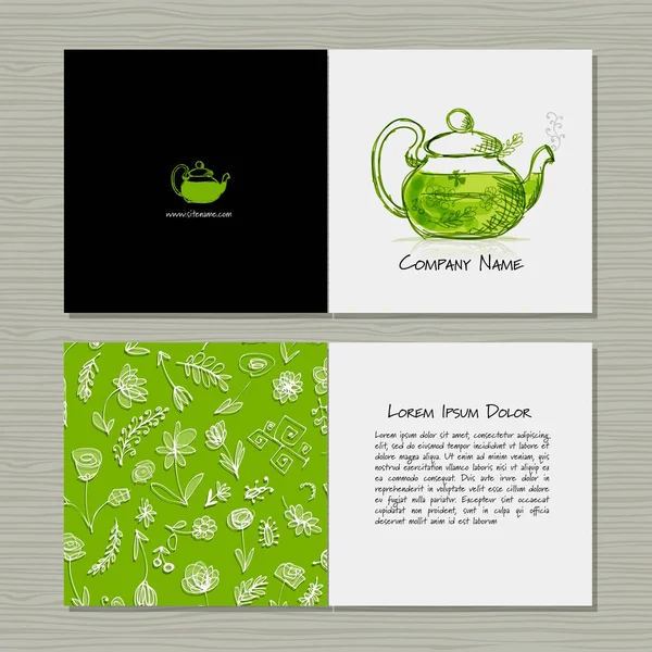 Diseño de tarjetas de felicitación, té de hierbas — Vector de stock