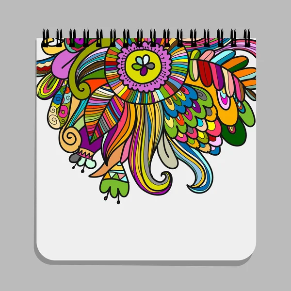 Diseño de cuaderno, diseño floral — Vector de stock