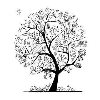 Vahşi alan, ağaç kavramı tasarımınız için