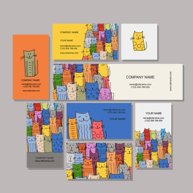Kartvizit tasarım, komik kediler aile