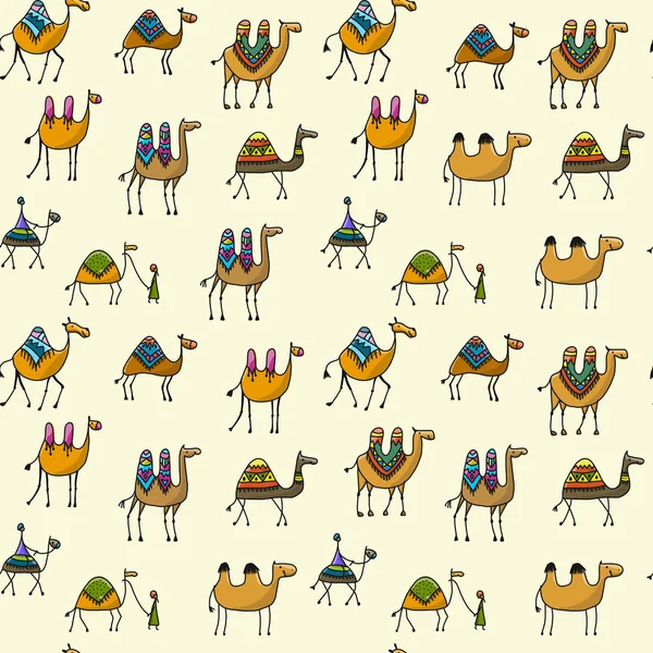 Camels caravan, seamless pattern for your design — Stock Vector