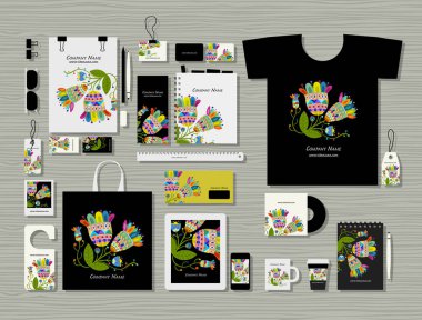 Kurumsal düz mock-up şablon, çiçek tasarım