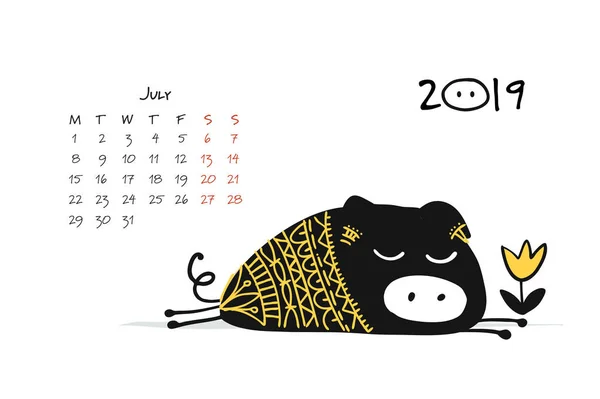 Χαριτωμένο γουρουνάκι σιλουέτα, σύμβολο του 2019 έτος για το σχέδιό σας — Διανυσματικό Αρχείο