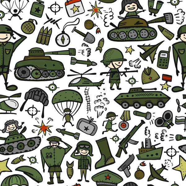 Military sketch, seamless pattern for your design — Stock Vector