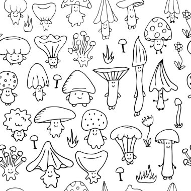 Gülümseyen mantar, tasarımınız için seamless modeli