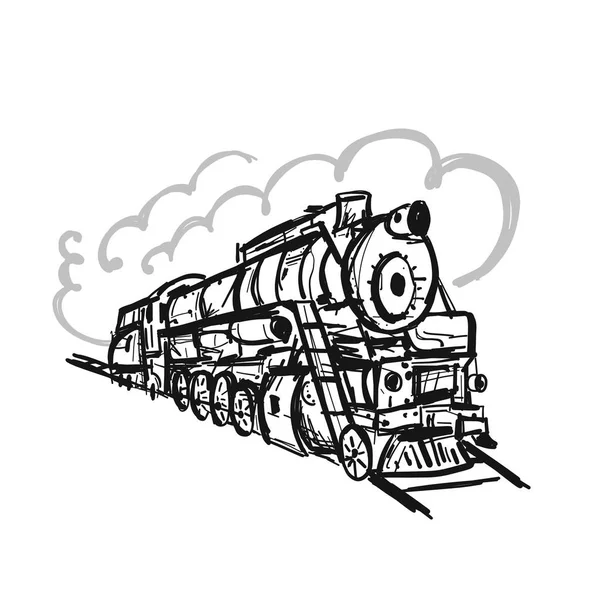 Train rétro, croquis pour votre design — Image vectorielle