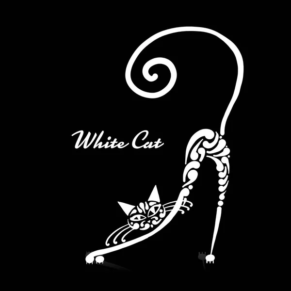 Diseño de gato blanco. Ilustración vectorial — Archivo Imágenes Vectoriales