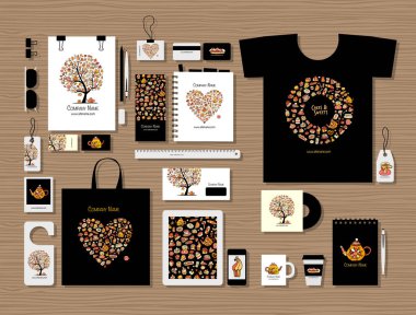 Kurumsal düz mock-up şablon, tatlı dükkanı şirket için tasarım fikir