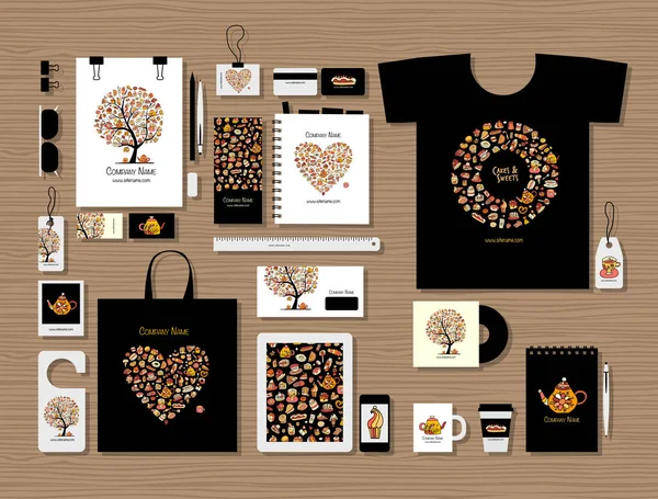 Kurumsal düz mock-up şablon, tatlı dükkanı şirket için tasarım fikir