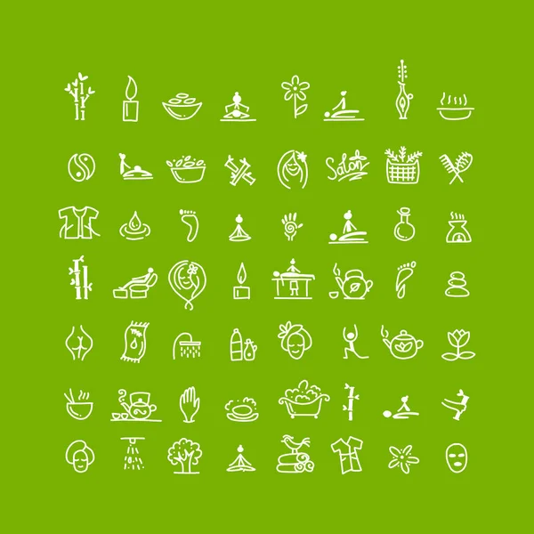 Masaje y spa, conjunto de iconos para su diseño — Vector de stock