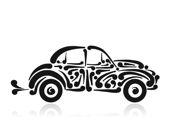 Retro car, abstract painted silhouette for your design — Stock Vector