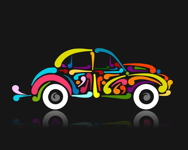 Retro car, abstract painted silhouette for your design — Stock Vector