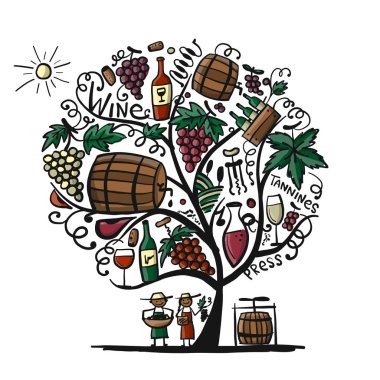 Şarap ağaç, tasarımınız için kroki