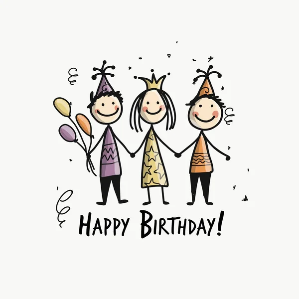 Fiesta de cumpleaños, postal para su diseño — Vector de stock