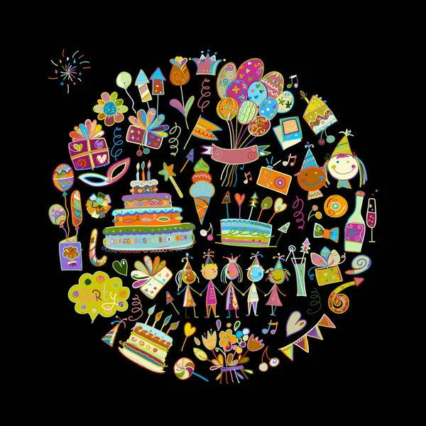 Festa de aniversário, quadro de círculo para o seu projeto —  Vetores de Stock