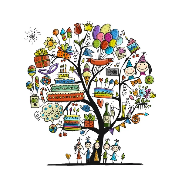 Árbol de fiesta de cumpleaños para su diseño — Archivo Imágenes Vectoriales