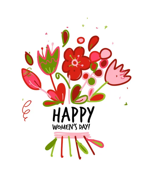 8 de março, dia internacional das mulheres. Presente floral para o seu design —  Vetores de Stock