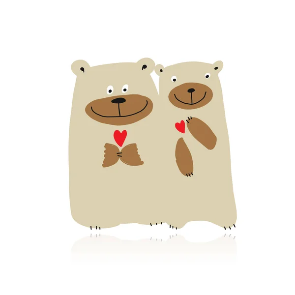 Сім'я смішних ведмедів, ескіз вашого дизайну — стоковий вектор