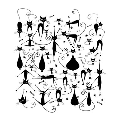 Tasarımınız için Aile, siluet siyah kedi