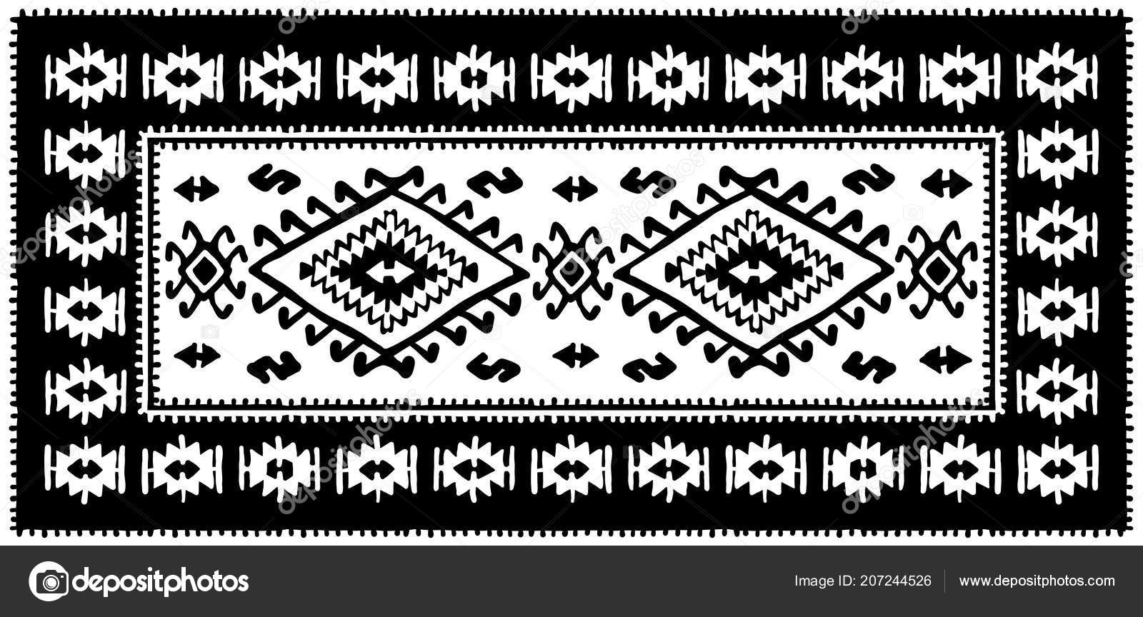 Black Oriental Mosaic Rug With Traditional Folk Geometric Ornamen Black Oriental Mosaic Rug With Traditional Folk Geometric Ornamen Stock Ilration