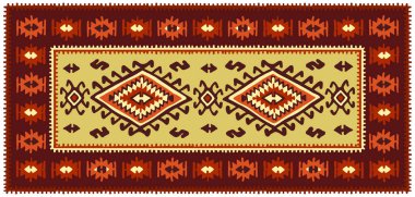 Renkli oryantal mozaik halı ile geleneksel halk geometrik ornamen