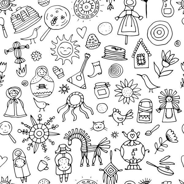 Масленица или Масленица. Бесшовный узор для Вашего дизайна
