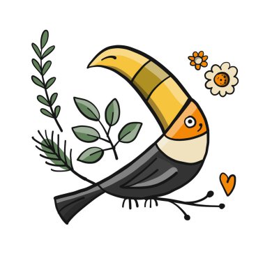 Tukan, tasarımınız için tropik kuş cenneti