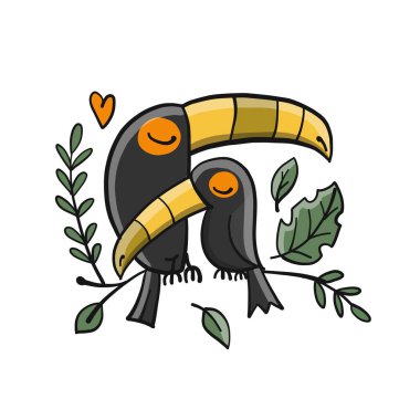 Tukanlar, cennet senin tasarımın için tropik bir kuş.