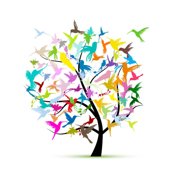 Hummingbird tree, sketch for your design