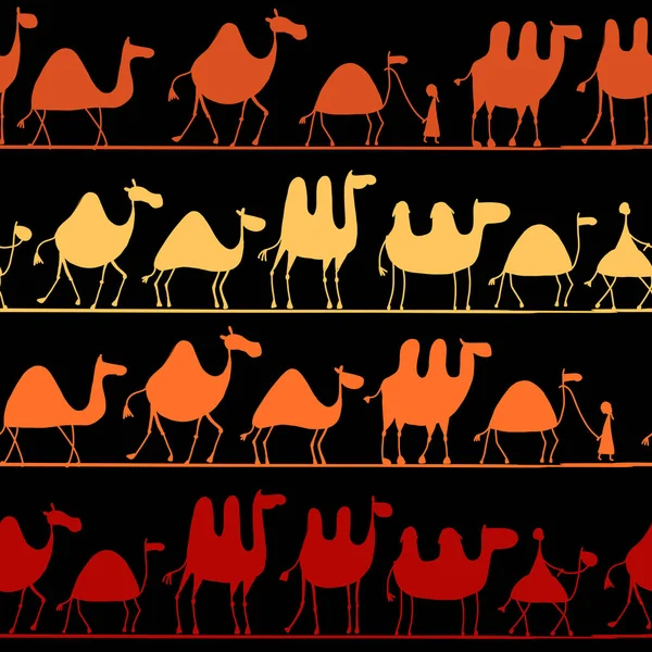Camels caravan, seamless pattern for your design — Stock Vector