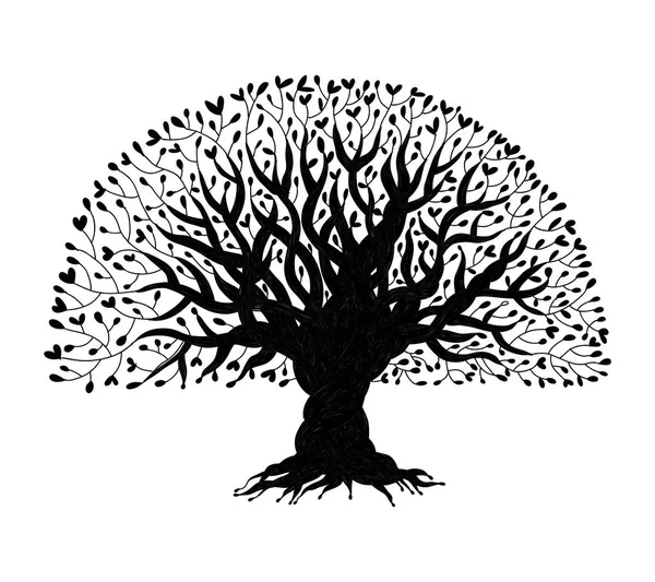 Grand arbre avec des racines pour votre conception — Image vectorielle