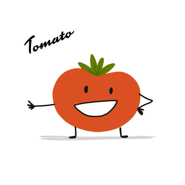 Divertido tomate sonriente, carácter para tu diseño — Archivo Imágenes Vectoriales