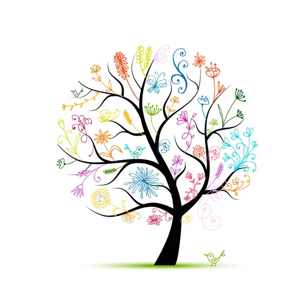 Floral δέντρο για το σχεδιασμό σας — Διανυσματικό Αρχείο