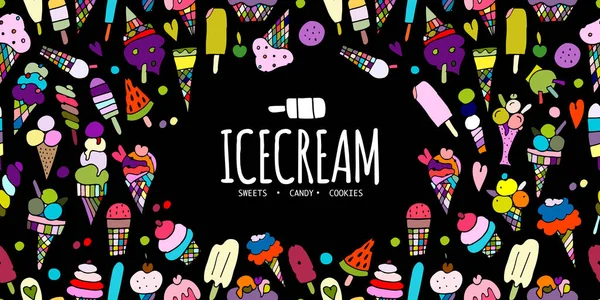 Icecream background, sketch for your design — Stock Vector