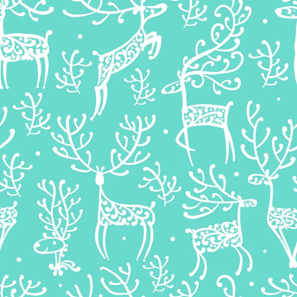 Cervos ornamentados, padrão sem costura para o seu projeto — Vetor de Stock