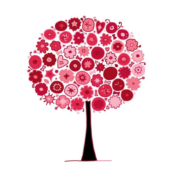 Drzewo kwiatowe dla Twojego projektu — Wektor stockowy