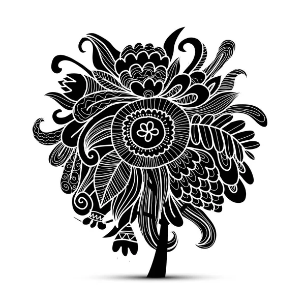 Árbol mágico floral, boceto para su diseño — Vector de stock