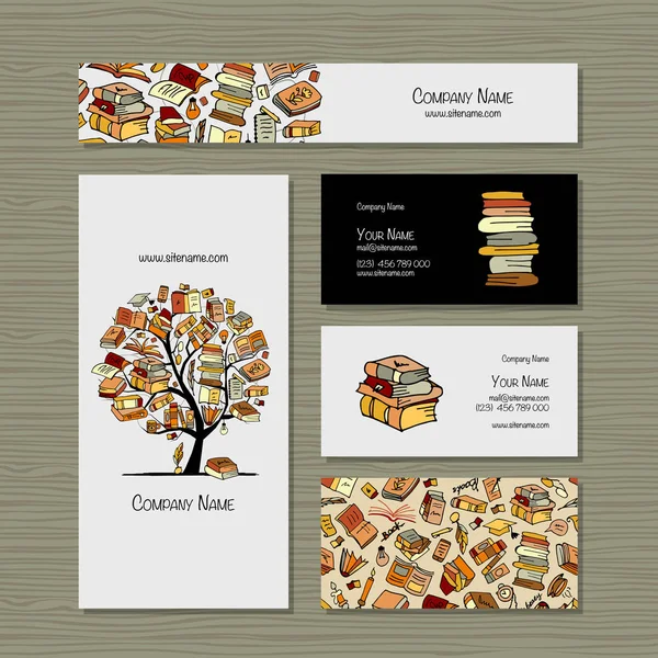 Biblioteca de libros, diseño de tarjetas de visita — Vector de stock
