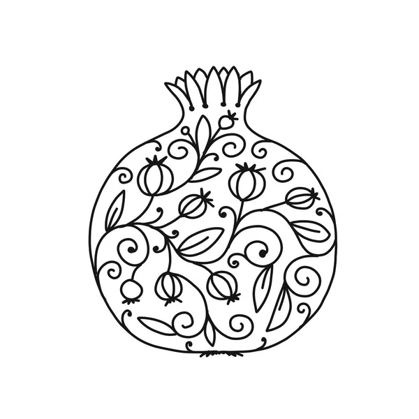 Granada ornamentada, boceto para su diseño — Vector de stock