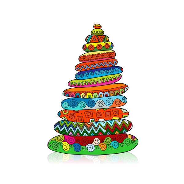 Kamenná pyramida, etnické ornament. Skica pro návrh — Stockový vektor